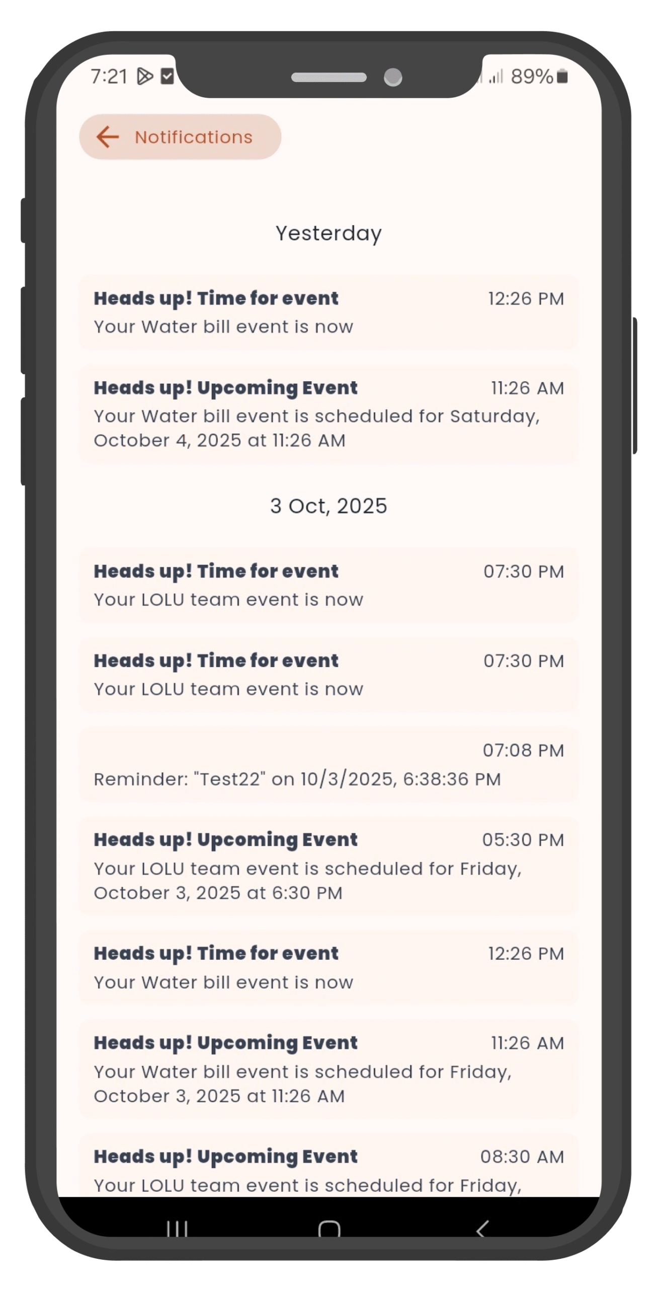 Notifications Screen