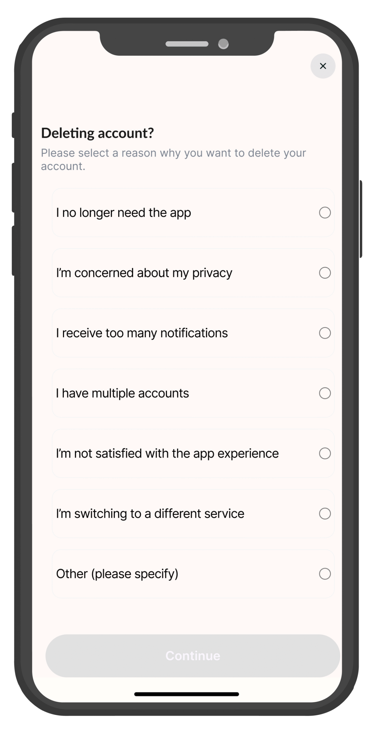 Delete Account Screen