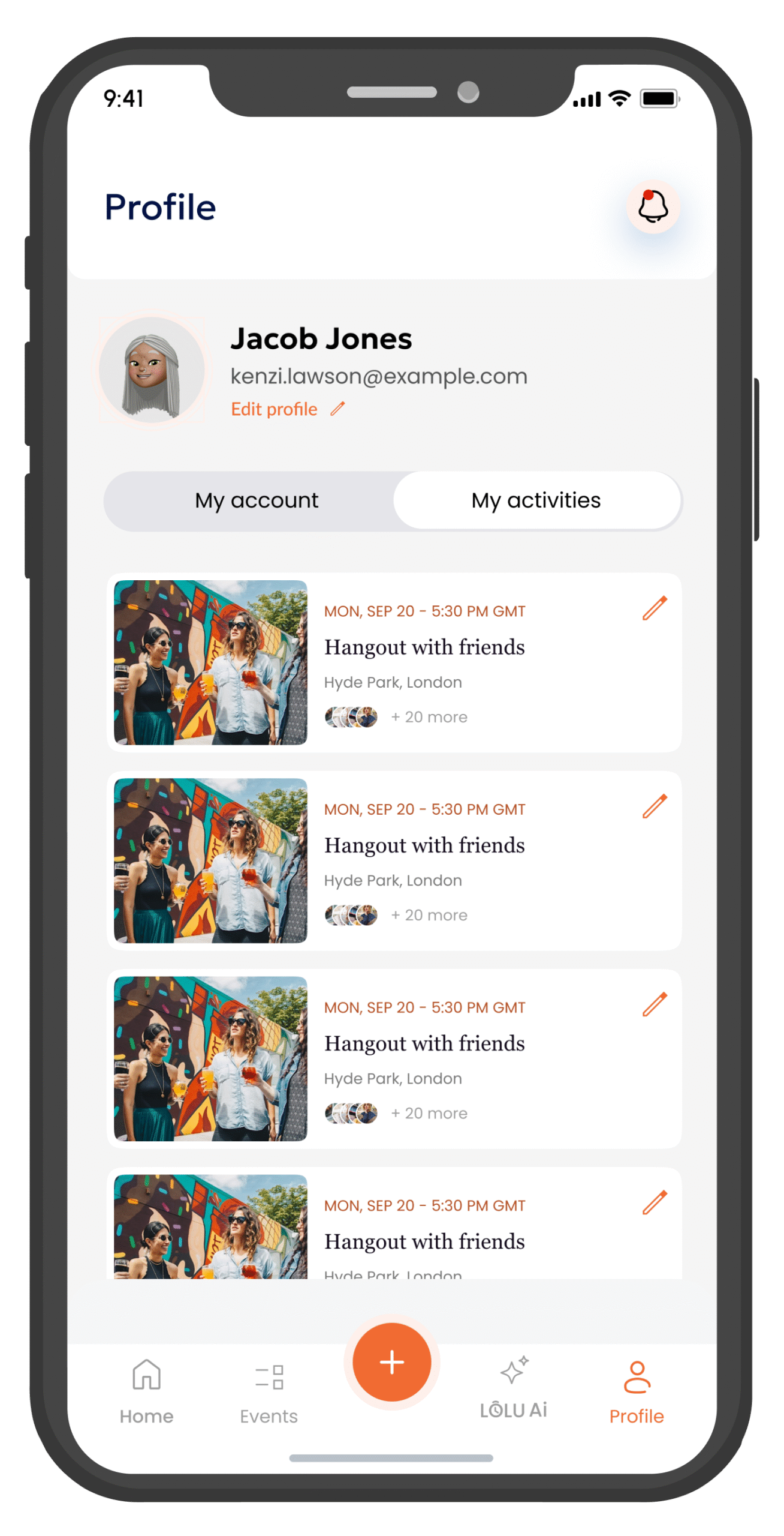 My Activities Screen